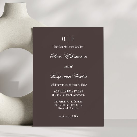 Minimalistisch Monogram Klassiek Koffie Bruiloft Kaart