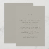 Minimalistisch Monogram Klassiek Taupe Grijs Bruil Kaart (Voorkant / Achterkant)