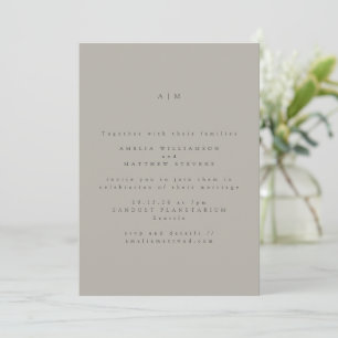 Minimalistisch Monogram Klassiek Taupe Grijs Bruil Kaart