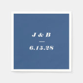 Minimalistisch Monogram Kobalt Blauw Huwelijk Cust Servet (Voorkant)