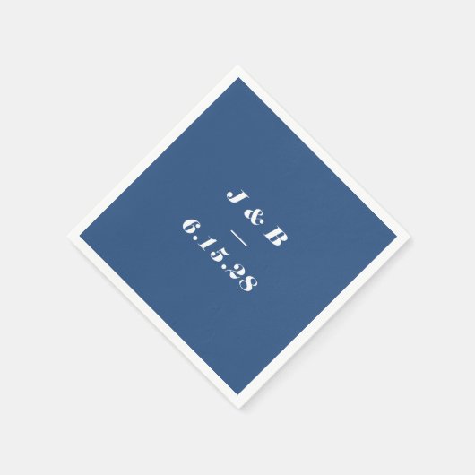 Minimalistisch Monogram Kobalt Blauw Huwelijk Cust Servet (Hoek)