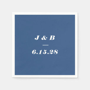 Minimalistisch Monogram Kobaltblauw Trouw Aangepas Servet