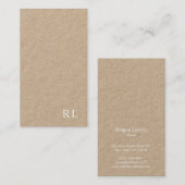Minimalistisch monogram Kraft-Visitekaartje Visitekaartje (Voorkant / Achterkant)