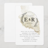 Minimalistisch Monogram Krans Waterverf Wassen Bru Kaart (Voorkant / Achterkant)