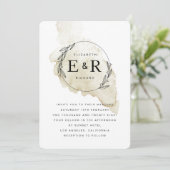 Minimalistisch Monogram Krans Waterverf Wassen Bru Kaart (Staand voorkant)