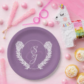 Minimalistisch Monogram Lavendel Paarse bruiloft Papieren Bordje (Feest)