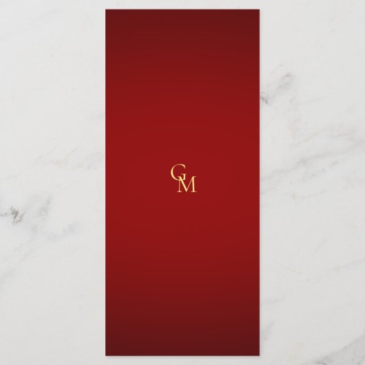 Minimalistisch Monogram Let's Eat Red & Gold Bruil Menu (Achterkant)