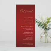 Minimalistisch Monogram Let's Eat Red & Gold Bruil Menu (Staand voorkant)