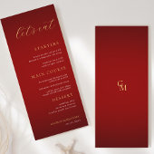 Minimalistisch Monogram Let's Eat Red & Gold Bruil Menu