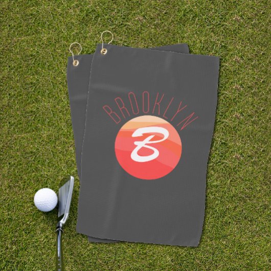 Minimalistisch monogram letter B koraal sinaasappe Golfhanddoek