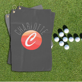 Minimalistisch monogram letter C koraal oranje gr Golfhanddoek