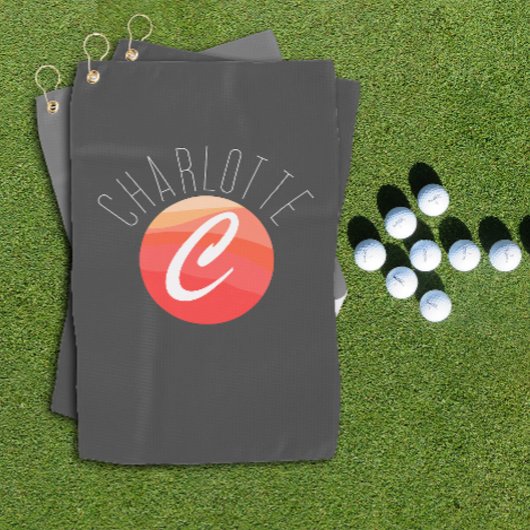 Minimalistisch monogram letter C koraal oranje gr Golfhanddoek
