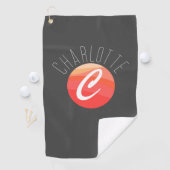 Minimalistisch monogram letter C koraal oranje gr Golfhanddoek (Insitu)