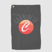 Minimalistisch monogram letter C koraal oranje gr Golfhanddoek (Voorkant)