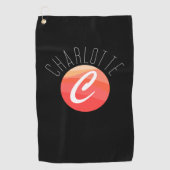 Minimalistisch monogram letter C koraal sinaasappe Golfhanddoek (Voorkant)