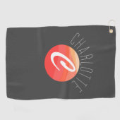 Minimalistisch monogram letter C koraal sinaasappe Golfhanddoek (Horizontaal)