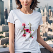 Minimalistisch Monogram Letter H met Poppies & Vin T-shirt