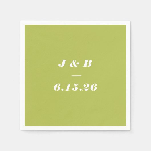 Minimalistisch Monogram Limoen Chartreuse Trouw Aa Servet (Voorkant)