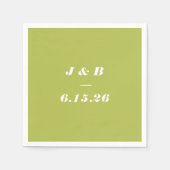 Minimalistisch monogram Limoen Chartreuse Weddensc Servet (Voorkant)