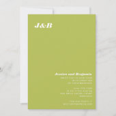 Minimalistisch monogram Limoen Chartreuse Wedding Kaart (Voorkant)