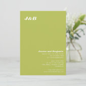 Minimalistisch monogram Limoen Chartreuse Wedding Kaart (Staand voorkant)