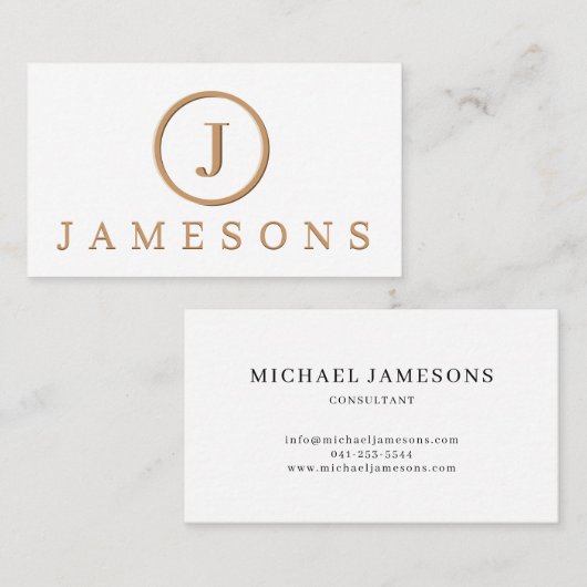 Minimalistisch monogram Logo ingegraveerd effect Visitekaartje (Voorkant / Achterkant)