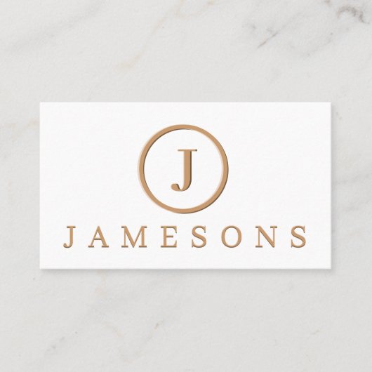 Minimalistisch monogram Logo ingegraveerd effect Visitekaartje (Voorkant)