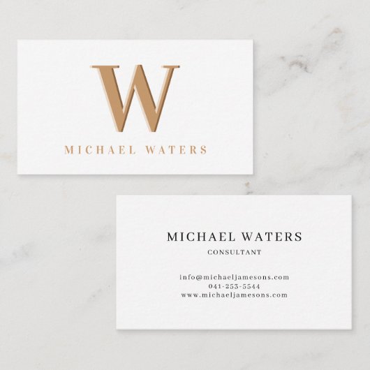 Minimalistisch monogram Logo ingegraveerd effect Visitekaartje (Voorkant / Achterkant)