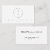 Minimalistisch monogram Logo ingegraveerd effect Visitekaartje (Voorkant / Achterkant)