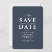 Minimalistisch Monogram Marine Blauw QR Code Save The Date (Voorkant)