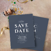 Minimalistisch Monogram Marine Blauw QR Code Save The Date