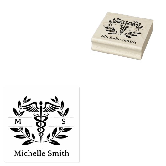 Minimalistisch Monogram Medisch Symbool Dokter Ver Rubberstempel (Gestempeld)