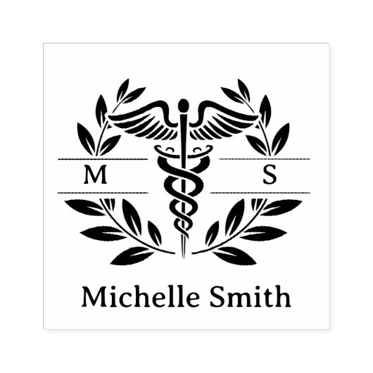 Minimalistisch Monogram Medisch Symbool Dokter Ver Rubberstempel (Afrduk)
