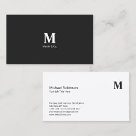 Minimalistisch monogram met initiaal op donkergrij visitekaartje