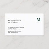 Minimalistisch Monogram met Initiaal op Donkergroe Visitekaartje (Achterkant)