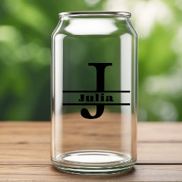 Minimalistisch monogram met letter J en aangepaste Blikvorm Glas
