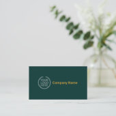 Minimalistisch monogram met Logo | Classy Green Visitekaartje (Staand voorkant)