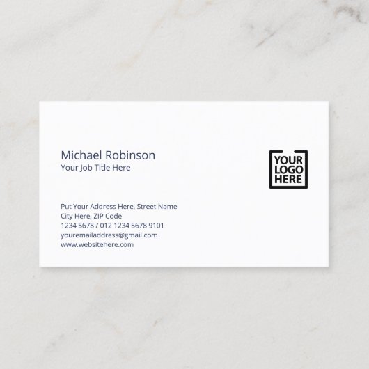 Minimalistisch Monogram met Logo op Donkerblauw Visitekaartje (Achterkant)