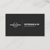 Minimalistisch Monogram met Logo op Donkergrijs Visitekaartje (Voorkant)