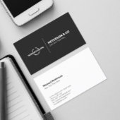 Minimalistisch Monogram met Logo op Donkergrijs Visitekaartje