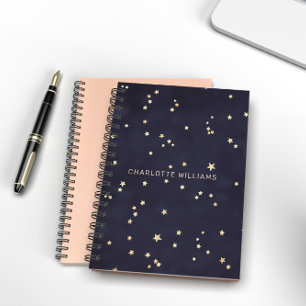 Minimalistisch monogram met nachthemel en gouden s notitieboek