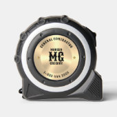 Minimalistisch Monogram Metallic Gouden Achtergron Rolmaat (Voorkant)