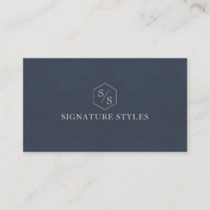 Minimalistisch Monogram   Middernachtblauw Visitekaartje