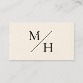 Minimalistisch monogram modern beige Initialen Visitekaartje (Voorkant)