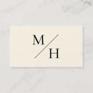 Minimalistisch monogram modern beige Initialen Visitekaartje