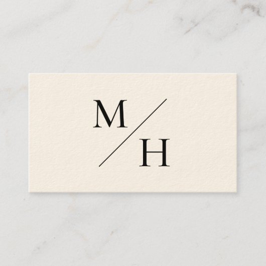 Minimalistisch monogram modern beige Initialen Visitekaartje (Voorkant)