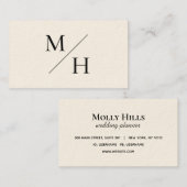 Minimalistisch monogram modern beige Initialen Visitekaartje (Voorkant / Achterkant)
