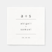 Minimalistisch monogram Modern Black and White Wed Servet (Voorkant)