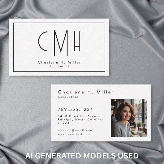 Minimalistisch Monogram Modern Foto Professioneel Visitekaartje
