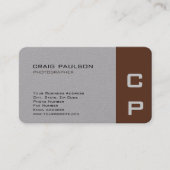 Minimalistisch Monogram Modern Gray Brown Visitekaartje (Voorkant)